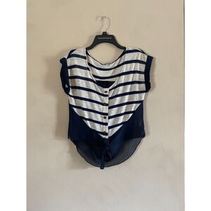 Navy Striped Blouse